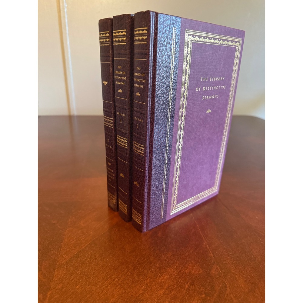 Vtg Decorative Books Library of Distinctive Sermons Set 3 Burgundy Gold Trim